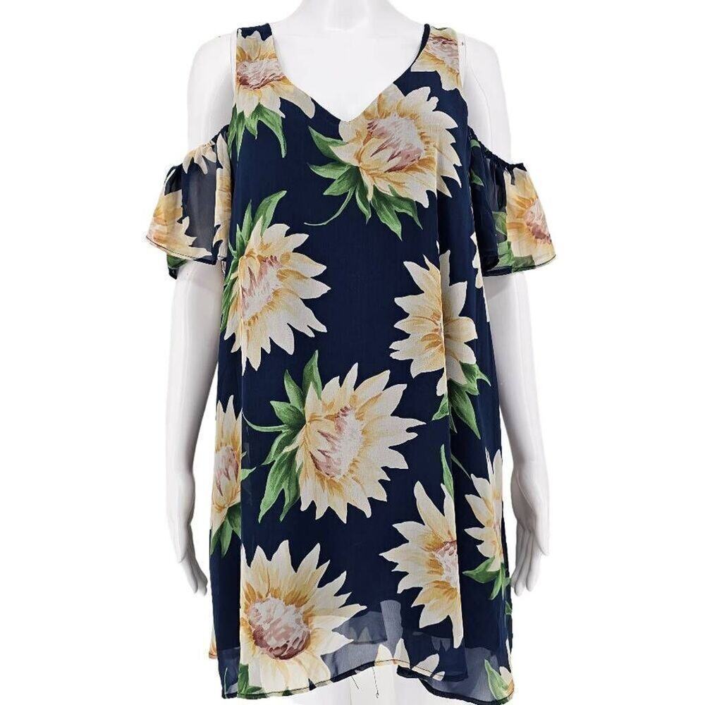 Show Me Your Mumu Sunflower Dreams Birdie Ruffle Mini Dress Navy S